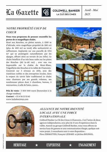 Gazette Coldwell Banker La Clé des Cimes Avril/Mai 2025 Page 1
