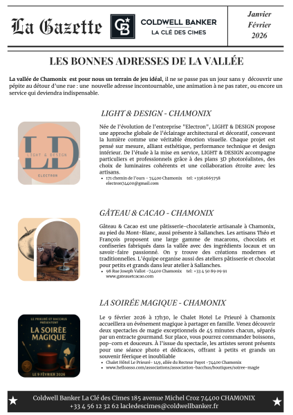 Bonnes adresses Coldwell banker la clé des cimes 2026