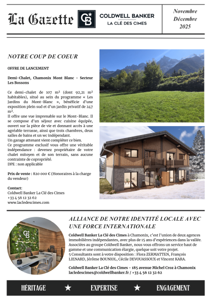 Gazette Coldwell Banker La Clé des Cimes Novembre - Décembre 2025
